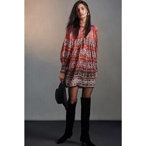 Anthropologie Red and Black Mini Dress